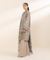 Women's Unstitched Khaddar Beige Embroidered 3 Piece Suit